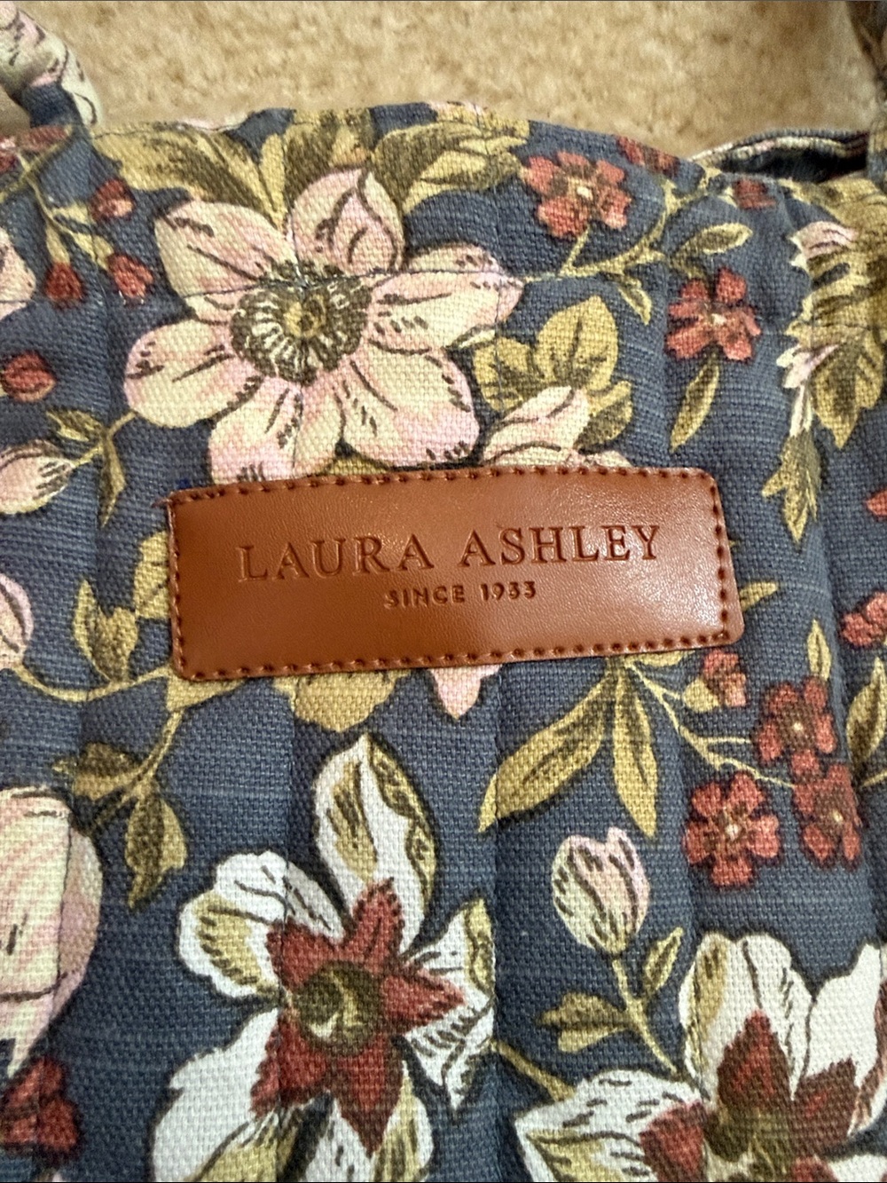 Laura Ashley Floral Quilted Tote in Blue, Pink and Green - Picture 2 of 4